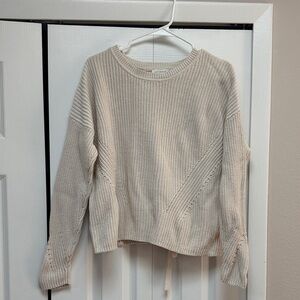 Lucky Brand lace Up Back Cream Knit Sweater